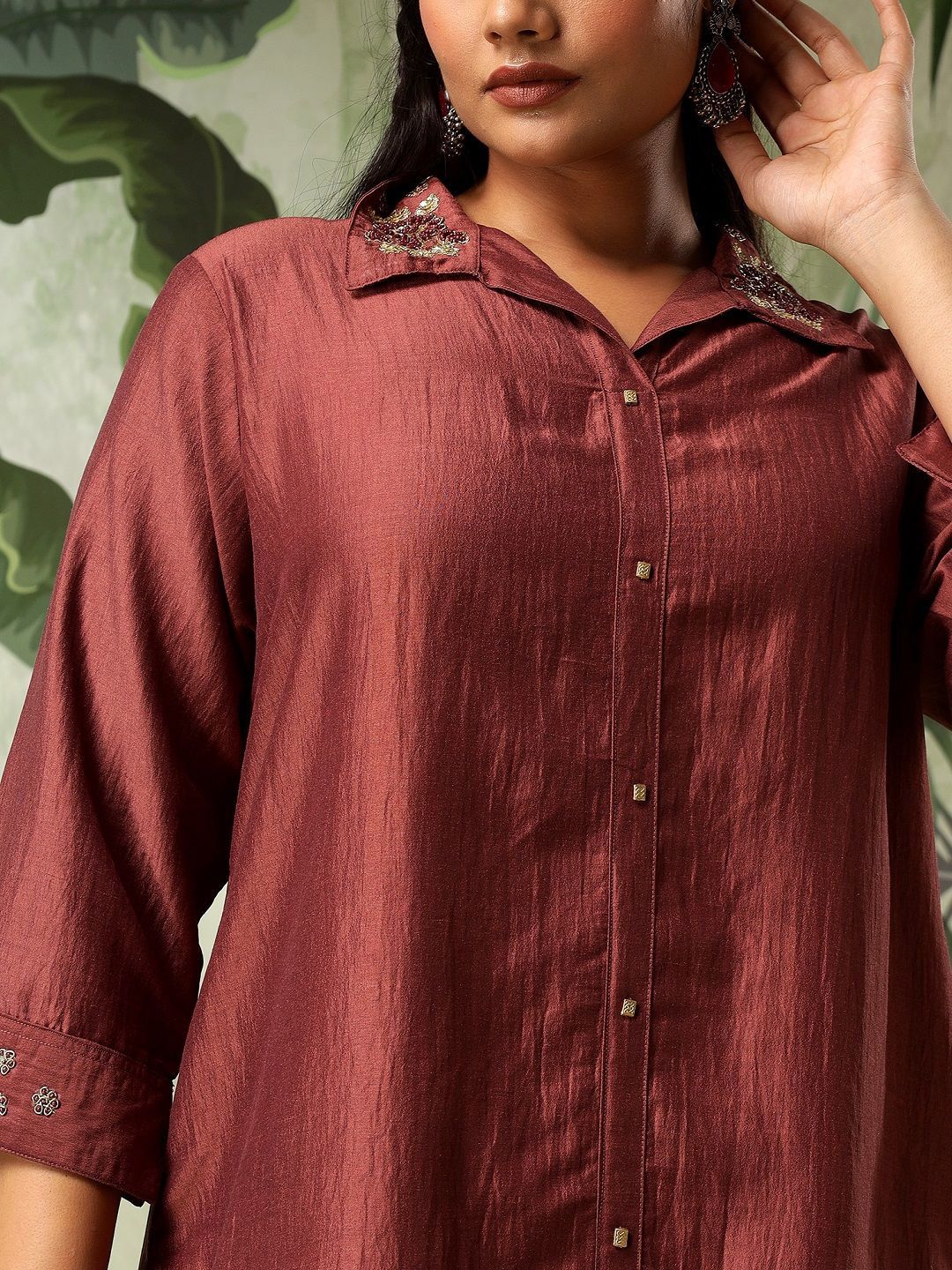 Bani Women Plus Size Embroidered Tunic With Trousers