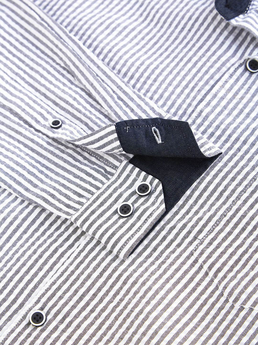 VASTRADO Men Classic Slim Fit Pinstripes Opaque Striped Casual Shirt