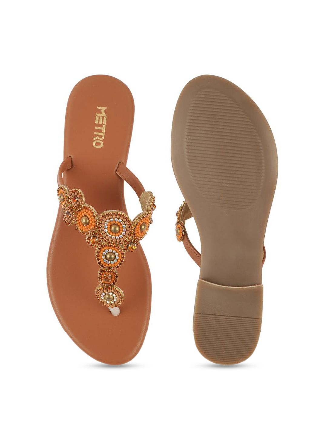 Metro Embellished T-Strap Flats