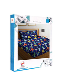Myntra Elegant Homes Blue Cartoon Characters Cotton Skin-Friendly 300 TC King Fine Bedsheet with 2 Pillow Covers-250 x 220 cm