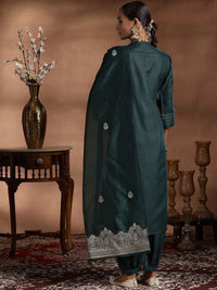 Libas Mandarin Collar Zari Straight Kurta With Salwar & Dupatta