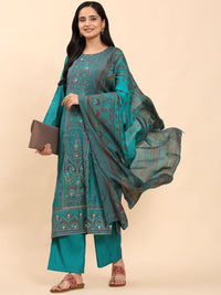 Mamicha Women Floral Embroidered Regular Pure Cotton Kurta with Palazzos & With Dupatta