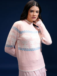 Tokyo Talkies Women Geometric Self Design Pullover