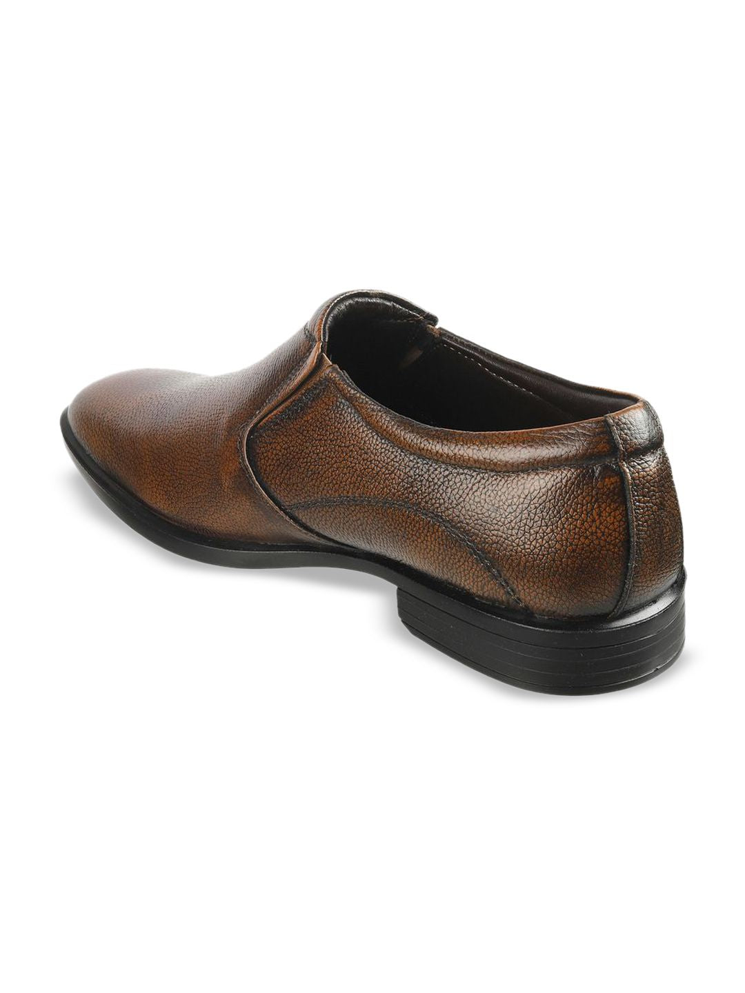 Metro Men Textured Leather Formal Slip-On Shoes
