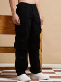 Eszett Men Black High-Rise Baggy Seluar Mudah Dicuci Cargos
