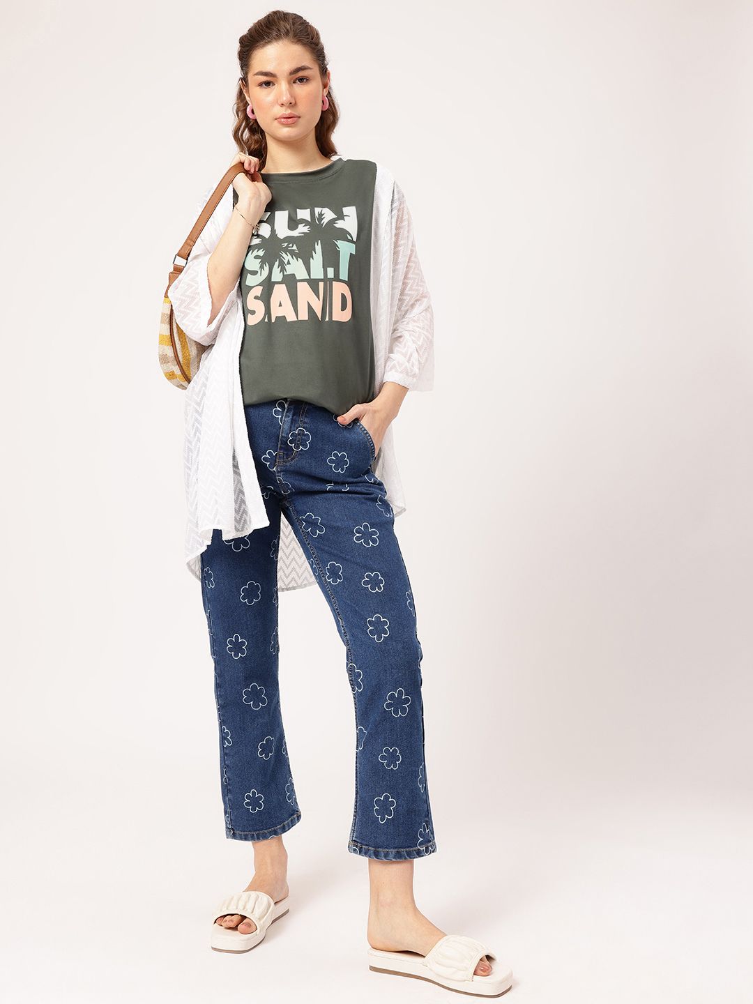 DressBerry Beachy Vibes Printed Extended Sleeves Tee