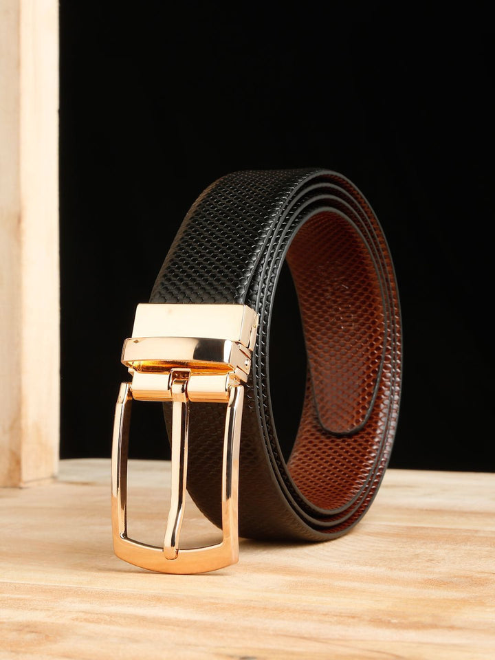 Teakwood Leathers Men Textured Leather Reversible Formal Belt