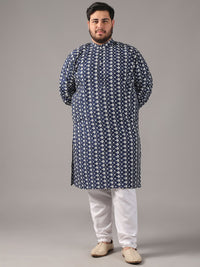 SOJANYA PLUS Size Floral Embroidered Thread Work Band Collar Straight Kurta