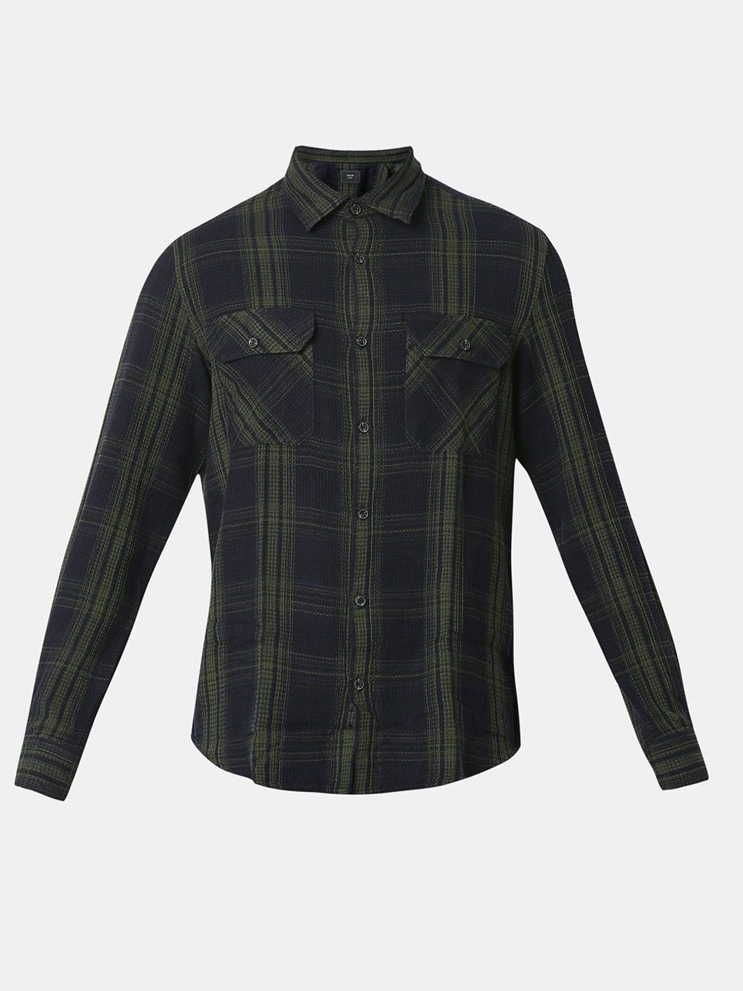 SPYKAR Men Slim Fit Spread Collar Tartan Checked Cotton Casual Shirt