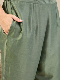Indo Era Floral Embroidered Straight Kurta With Trousers & Dupatta
