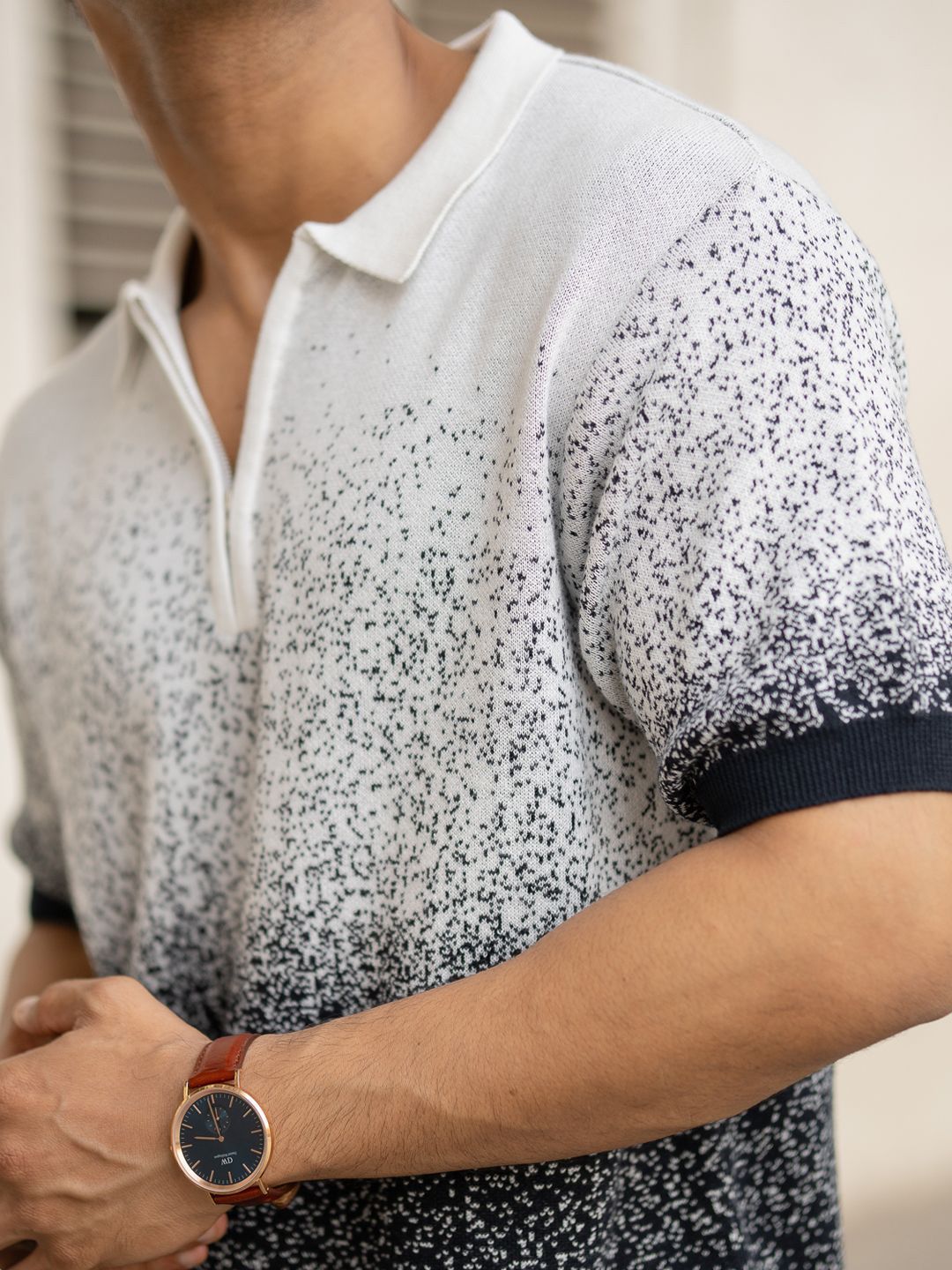 Powerlook Men Regular Fit Abstract Printed Polo Collar Cotton T-shirt