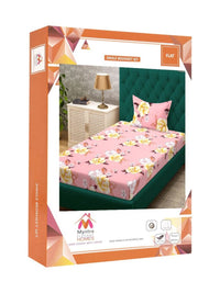 Myntra Elegant Homes Pink & Yellow Floral Set Cadar Bujang 300 TC-2.25m X 1.50m