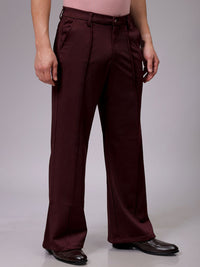 The Indian Garage Co Men Flared Mid-Rise Pleated Wide Leg Trousers