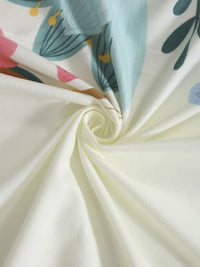 Myntra Elegant Homes Cream Floral Polycotton 300 TC Cadar Tempat Tidur King Halus dengan 2 Sarung Bantal-250 x 220 cm