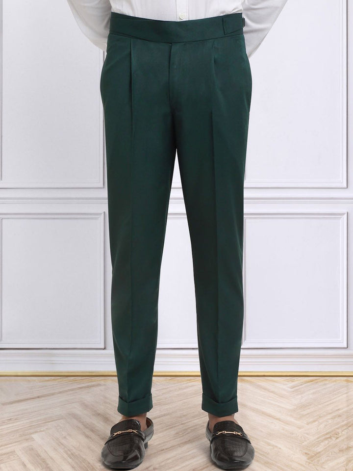 KLOTTHE Cotton Slim Fit Pleated Formal Trousers