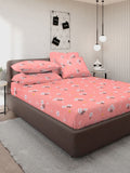 Myntra Elegant Homes Orange & White Floral Printed Dilengkapi 300 TC King Bedsheet dengan 4 Sarung Bantal
