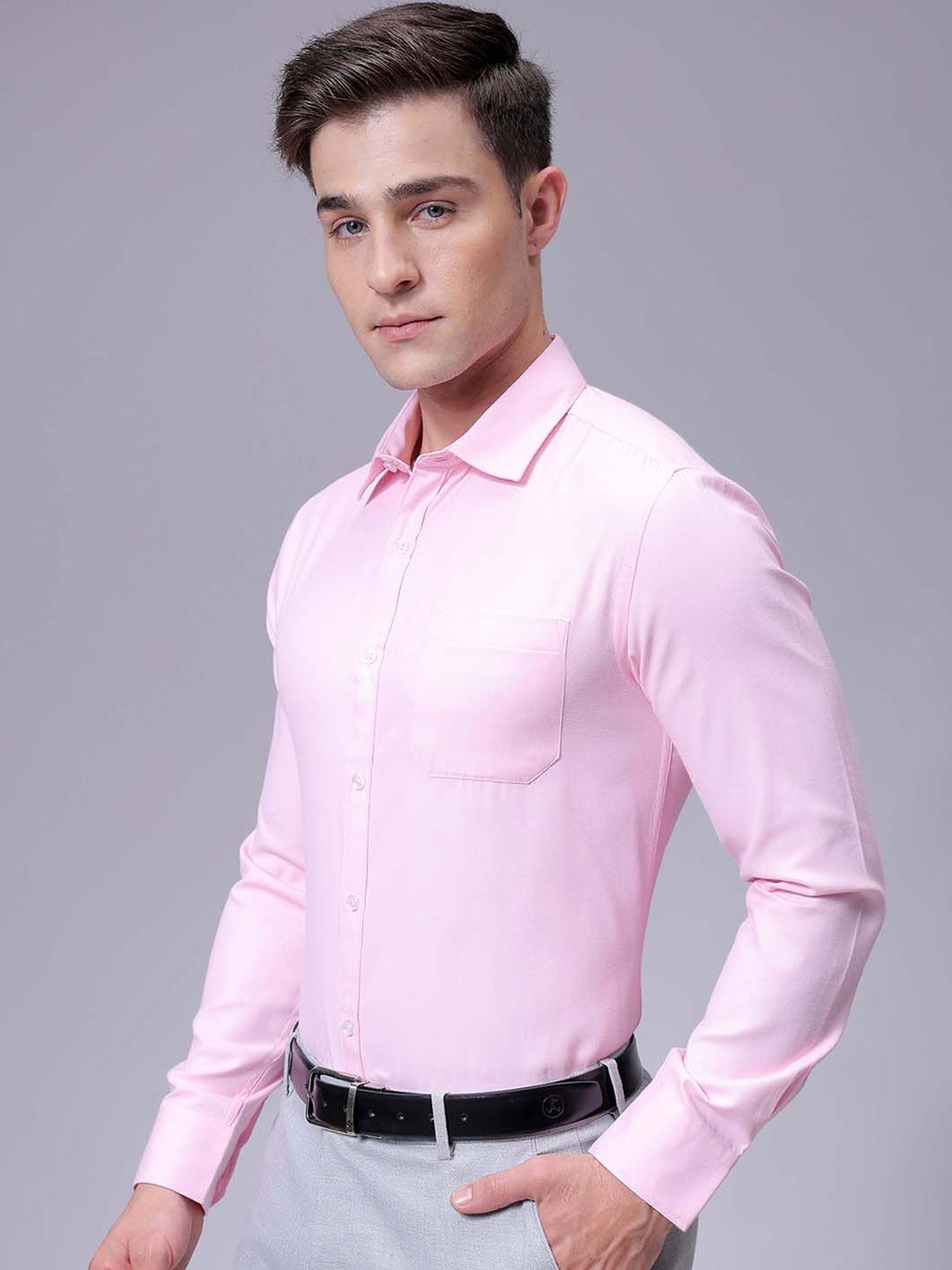 The Indian Garage Co. X Luxe Men Slim Fit Cutaway Collar Solid Formal Shirt