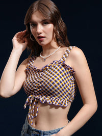 Tokyo Talkies Women Checked Peplum Crop Top