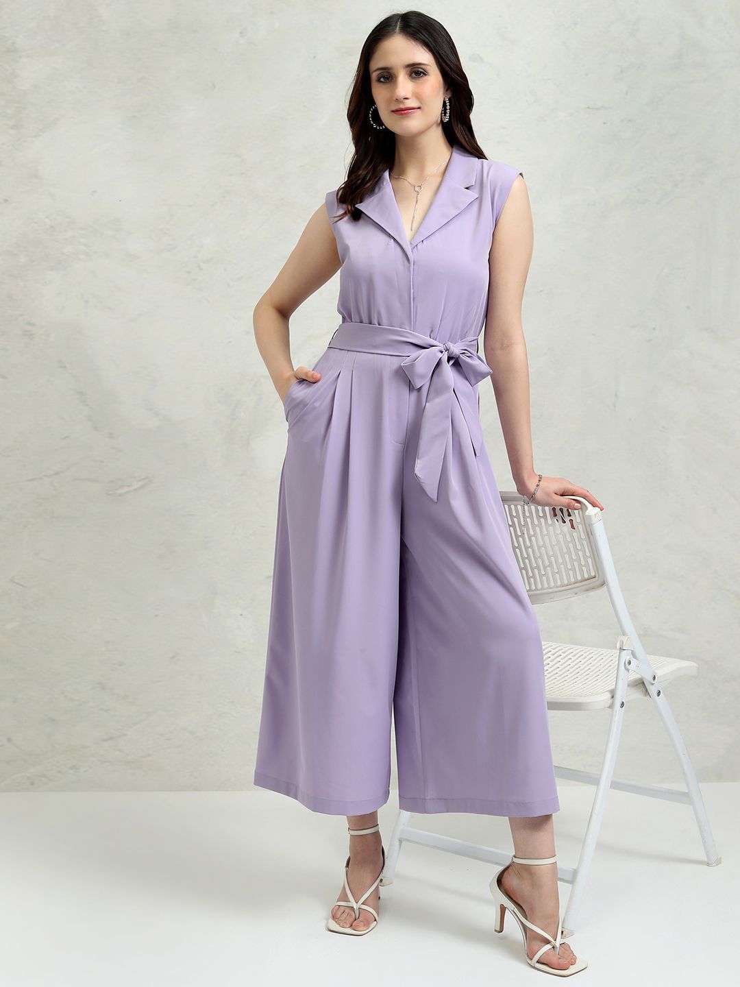 ESPYR By Tokyo Talkies Shawl Neck Culotte Jumpsuit