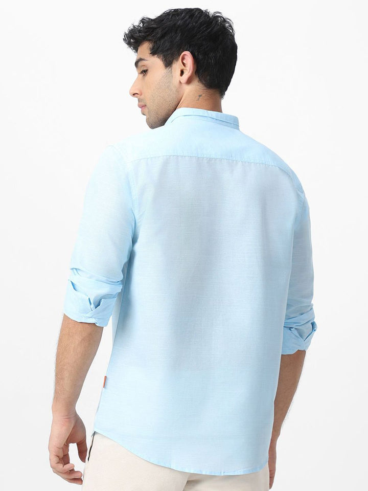Urbano Fashion Men Slim Collar Solid Cotton Casual Shirt