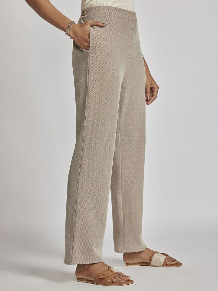 The Label Life Women Textured Straight Fit Trousers