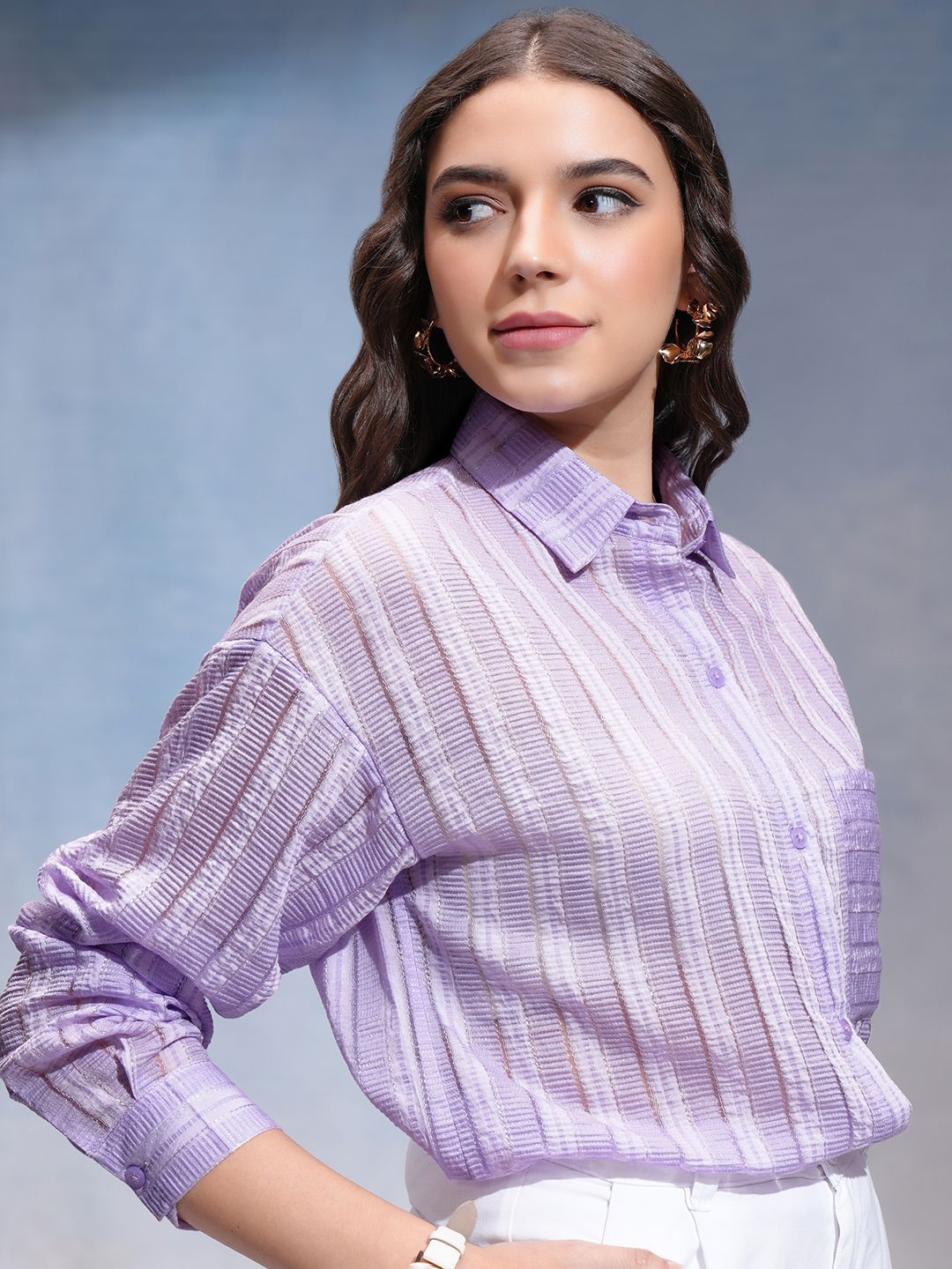 CHIC BY TOKYO TALKIES Women Horizontal Stripes Opaque Striped Casual Shirt