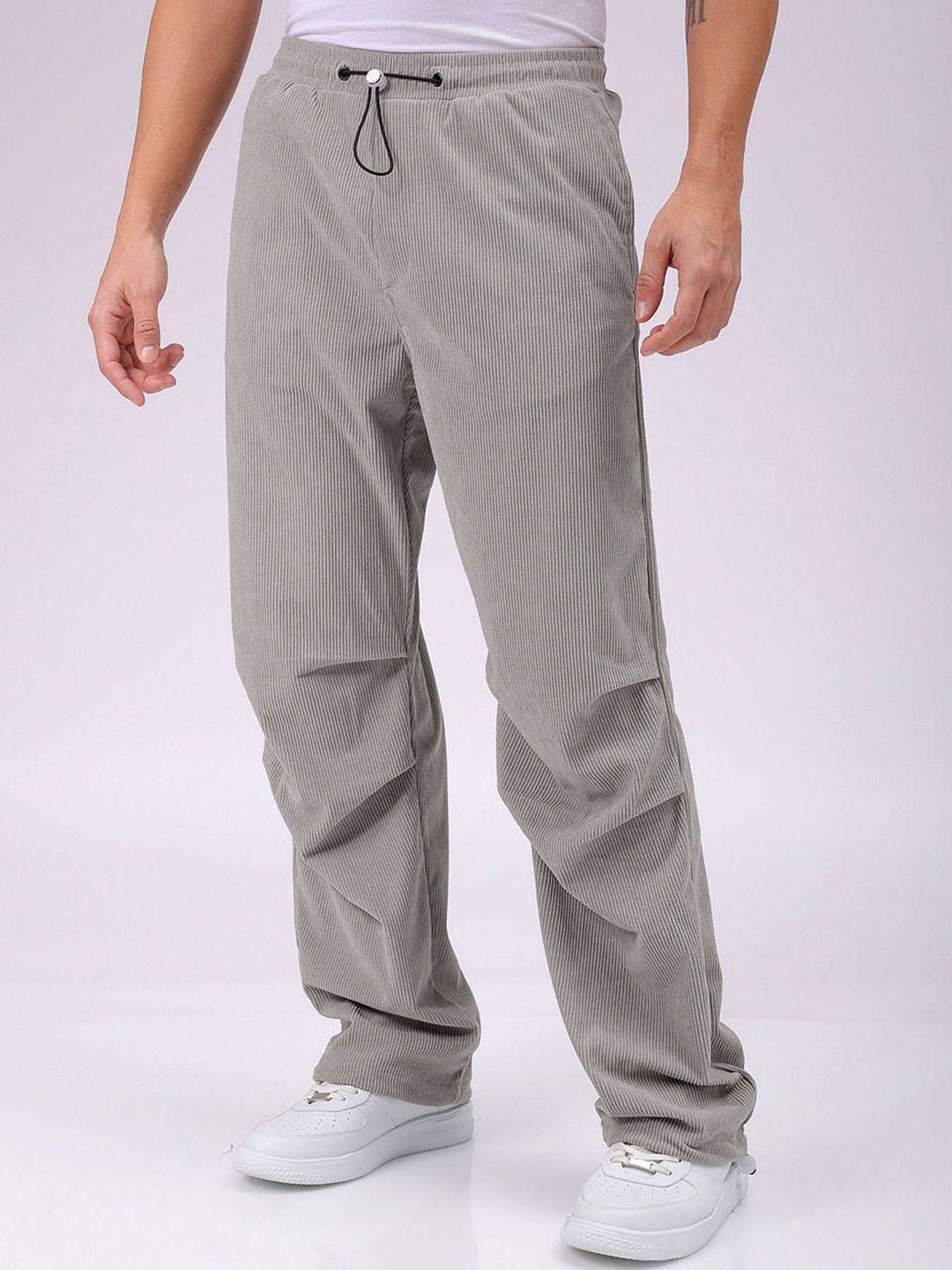 The Indian Garage Co Men Textured Tapered Fit Trousers