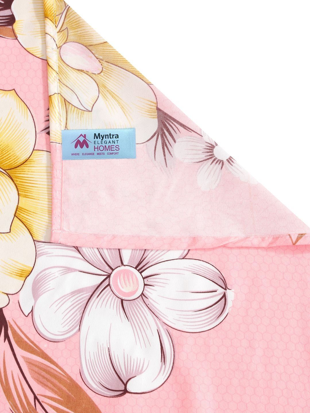 Myntra Elegant Homes Pink Floral 300 TC King Double Bedsheet with 2 Pillow Covers
