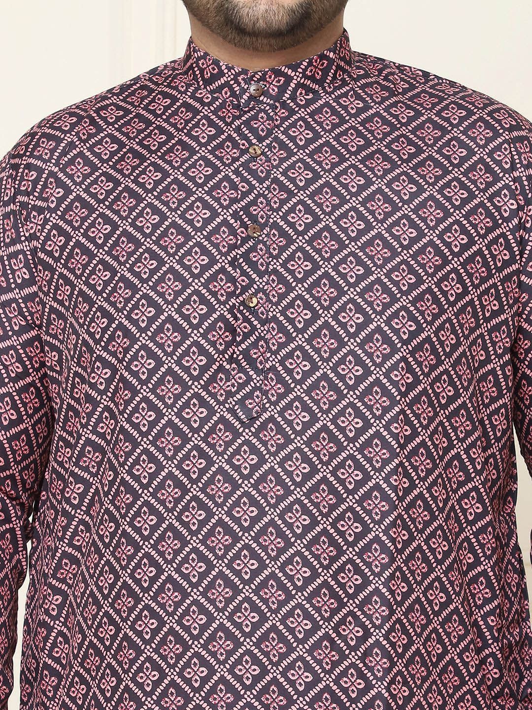 SOJANYA PLUS Ethnic Motifs Band Collar Straight Kurta With Pajamas