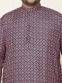 SOJANYA PLUS Ethnic Motifs Band Collar Straight Kurta With Pajamas