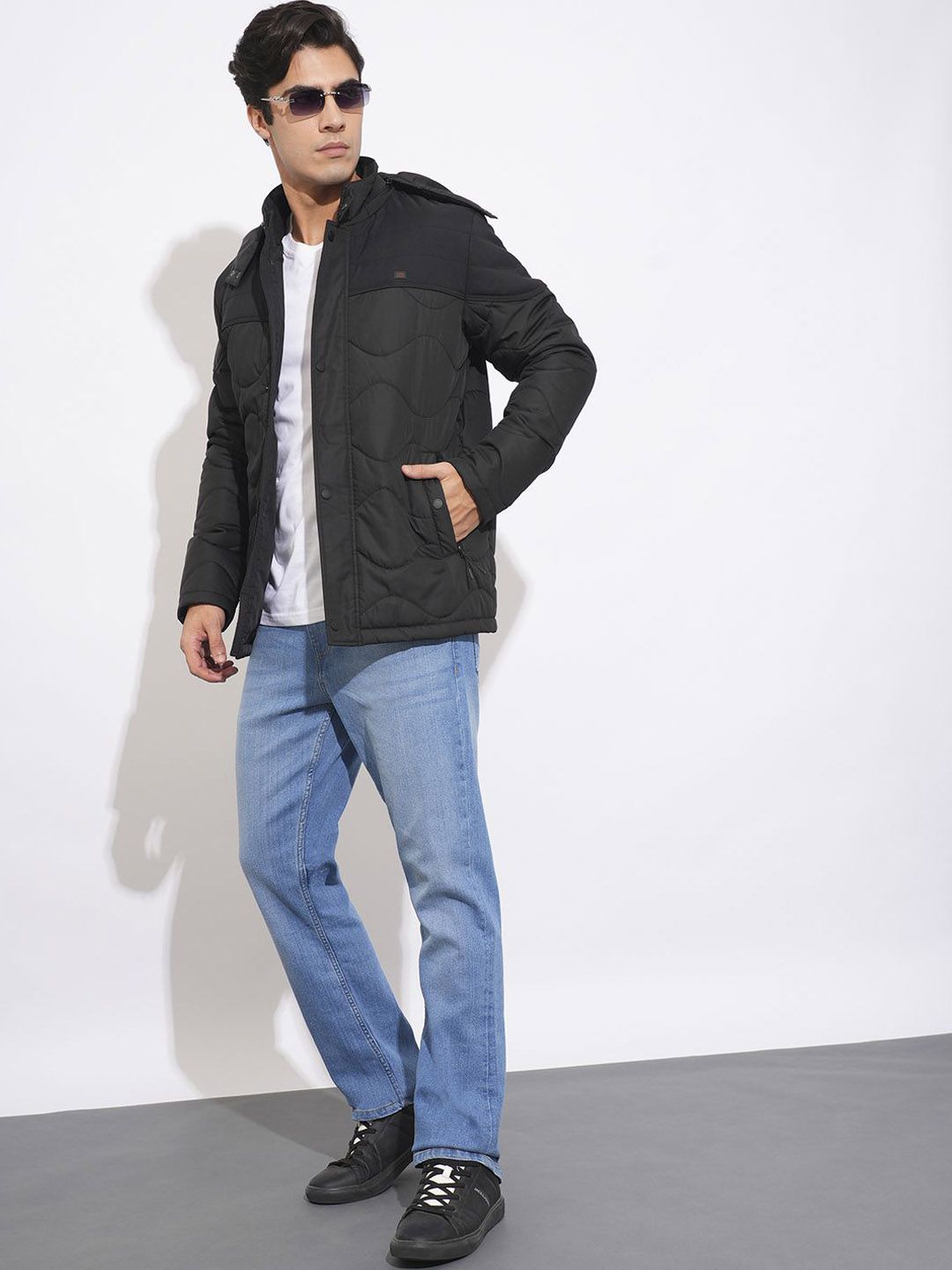 Being Human Men Cotton Black Long Sleeves Quilted Jacket