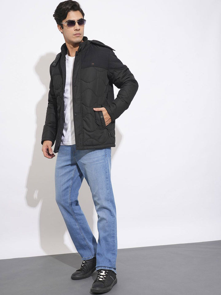 Being Human Men Cotton Black Long Sleeves Quilted Jacket