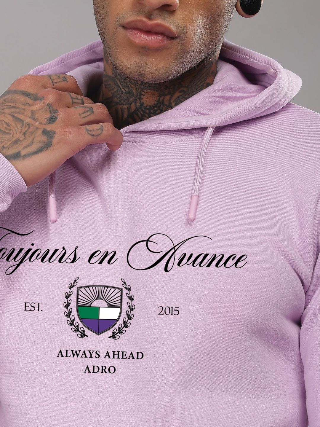 Adro Toujours en Avance 320 GSM Fleece Printed Graphic Hoodie