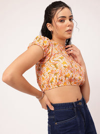 DressBerry Floral Printed Blouson Crop Top