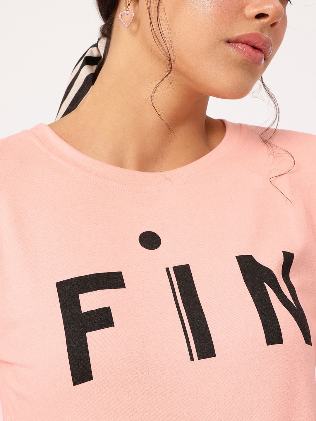 DressBerry Tik Talk Printed Lace-Up Sleeves T-shirt