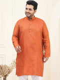 SOJANYA Plus Ethnic Motifs Woven Design Mandarin Collar Long Sleeves Straight Kurta