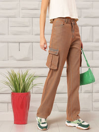 DressBerry Women Modern Minimalism Cargo Jeans with Colourwash