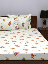 BOMBAY DYEING 525B Magenta Floral 164 TC Pure Cotton Queen Bedsheet Set