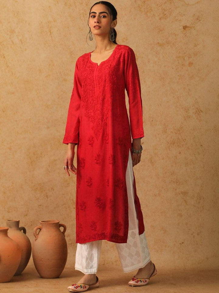 Rumah Wanita Chikankari Sulam Kurta Sutera Chanderi Chikankari