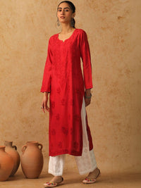 Rumah Wanita Chikankari Sulam Kurta Sutera Chanderi Chikankari