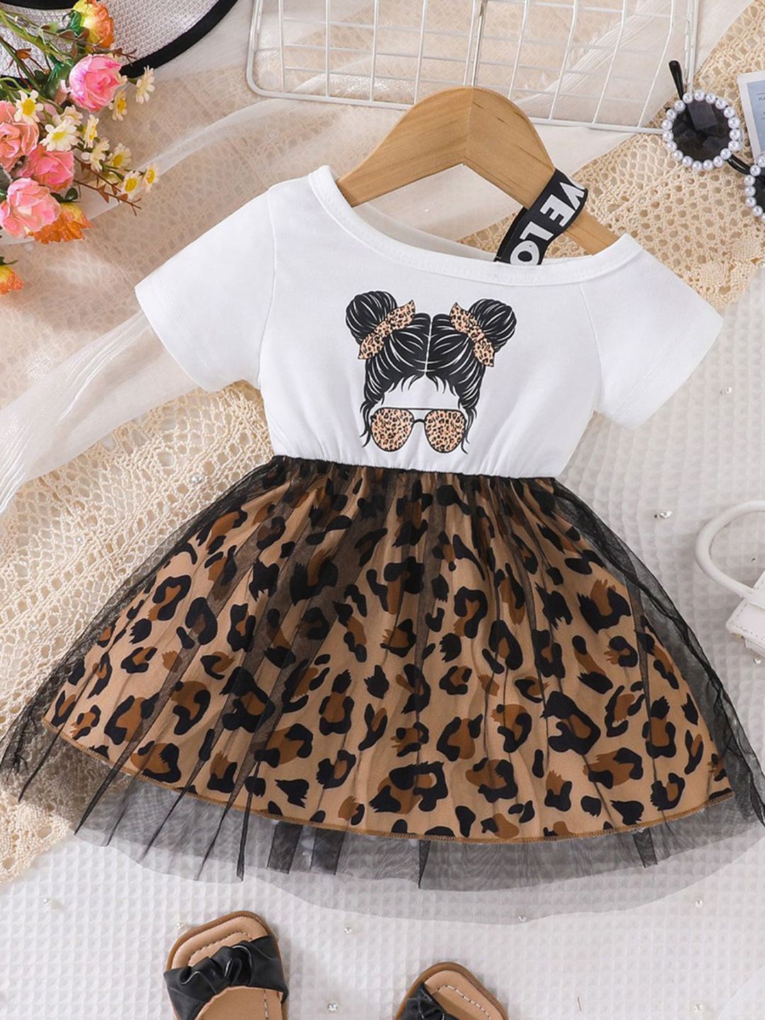 YK Girls Animal Print Peplum Maxi Dress