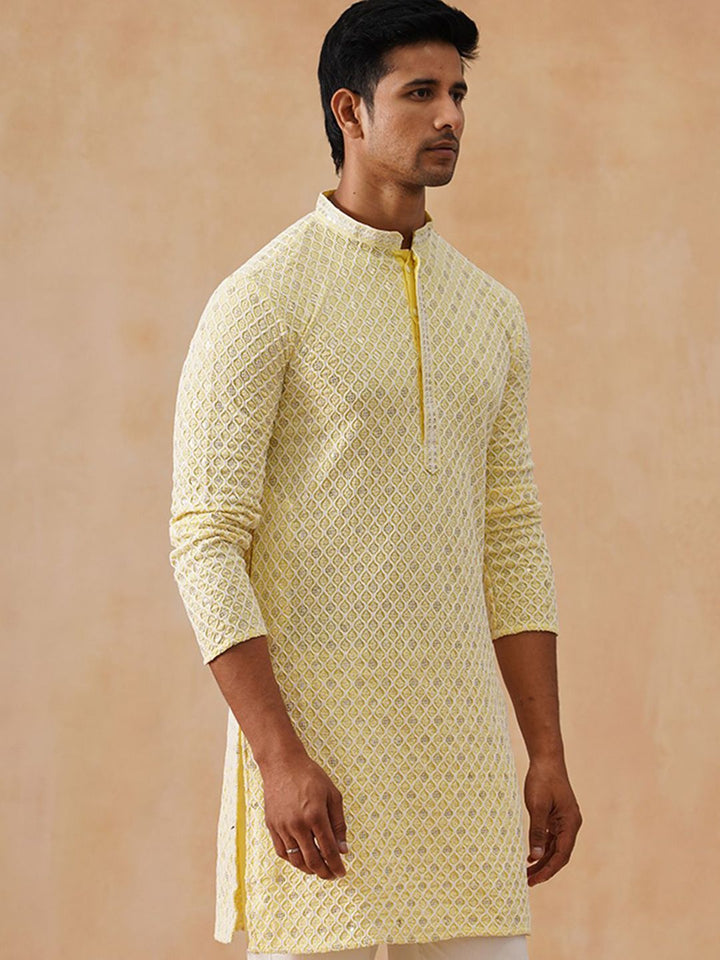 Jompers Men Geometric Printed Festive Pure Cotton Straight Kurta