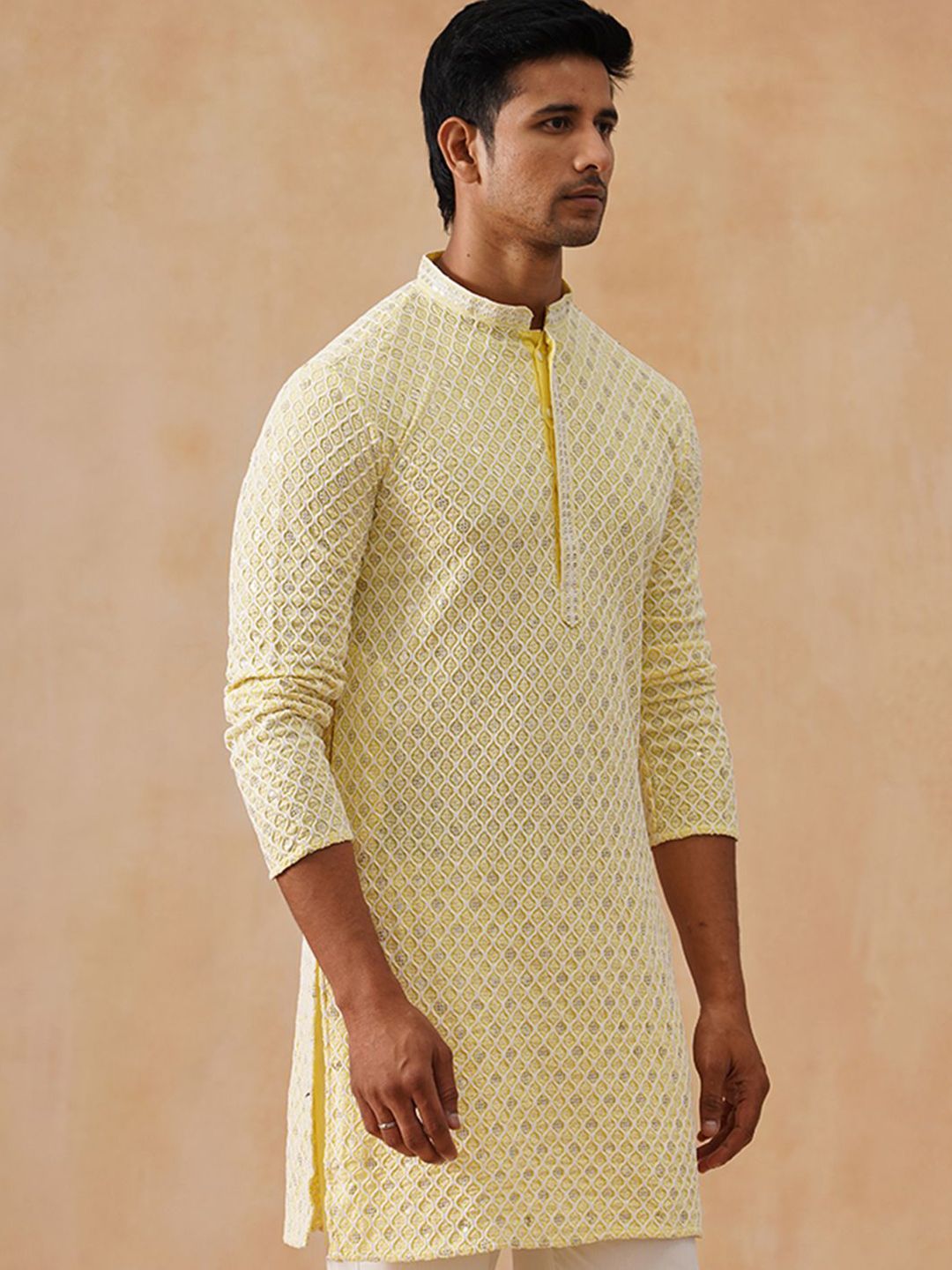 Jompers Men Geometric Printed Festive Pure Cotton Straight Kurta