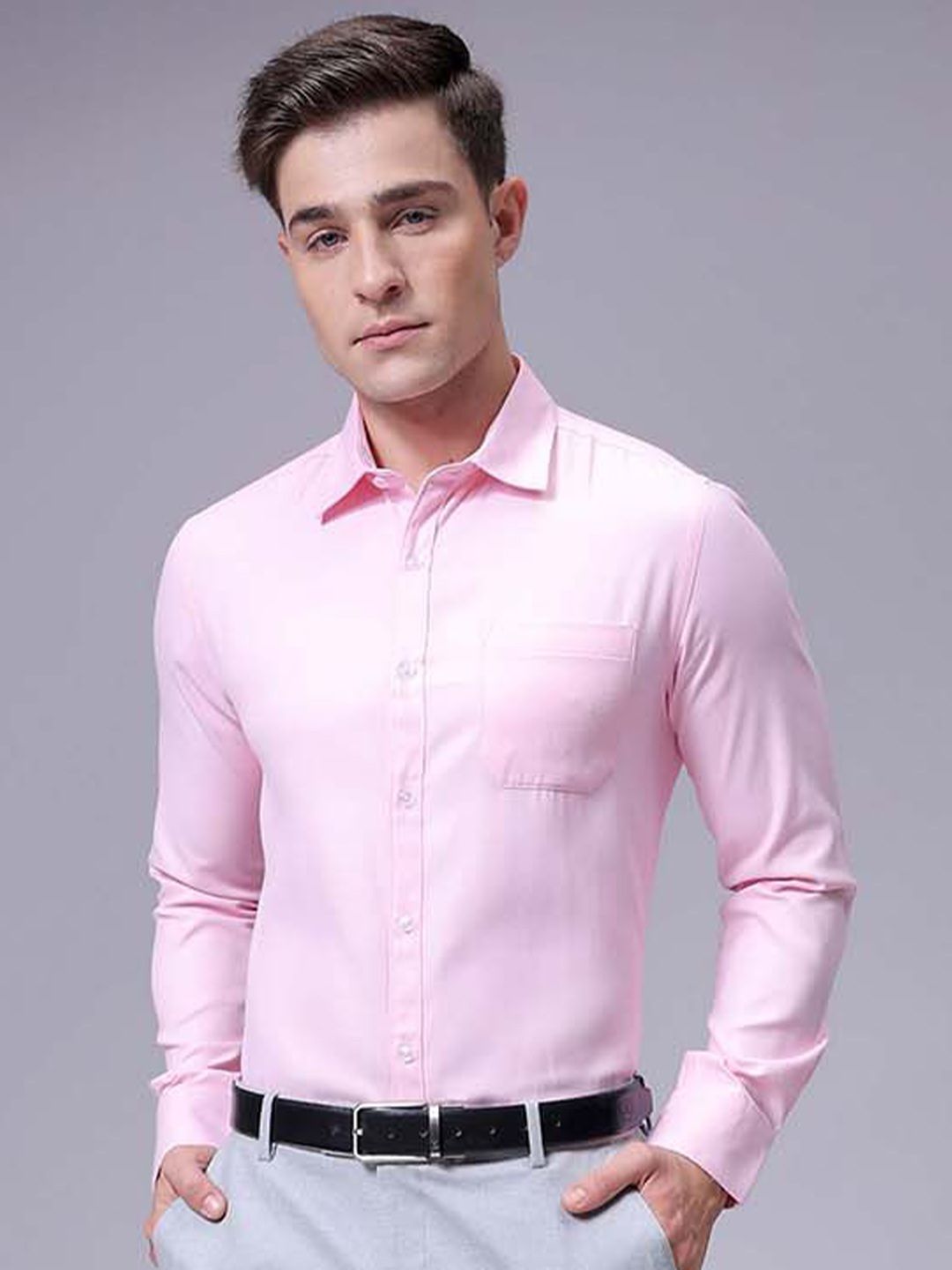 The Indian Garage Co. X Luxe Men Slim Fit Cutaway Collar Solid Formal Shirt