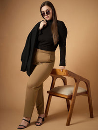 SASSAFRAS Curve Women Comfort Slim Fit High-Rise Trousers