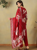 Mamicha Women Floral Printed Regular Pure Cotton Kurta with Trousers & With Dupatta