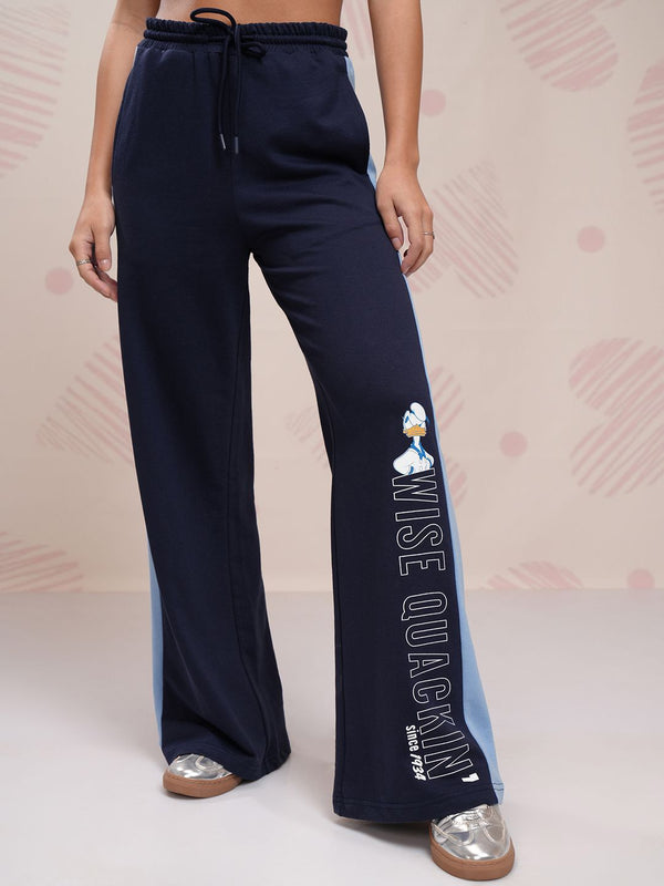 Tokyo Talkies Women Typography Printed Flared Flat Front High Rise Trousers