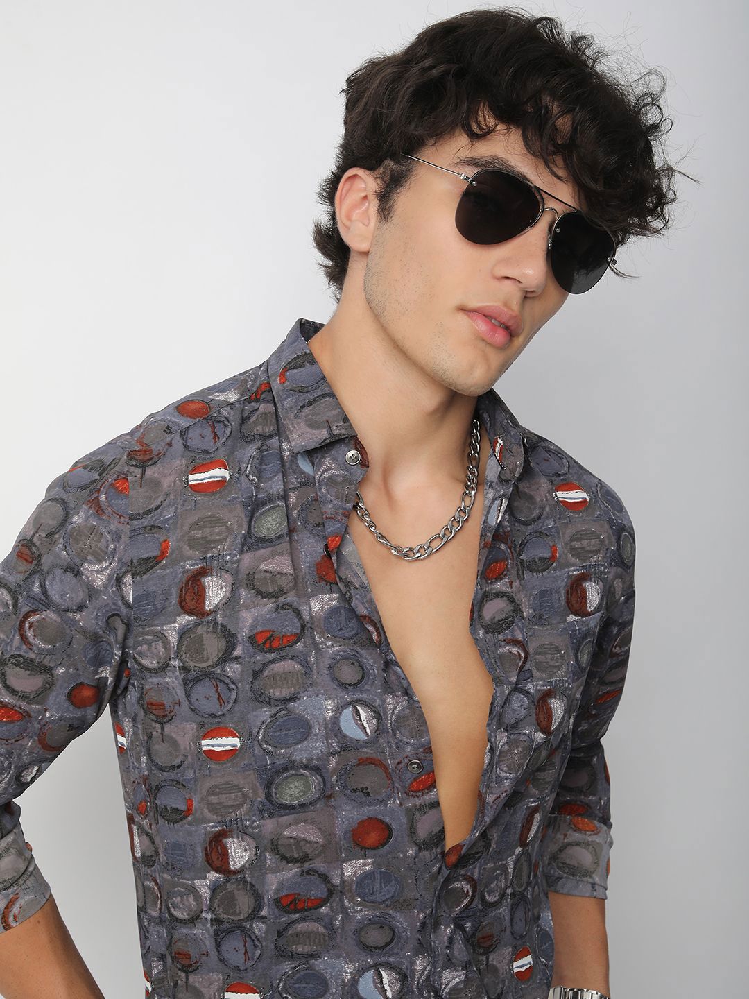VASTRADO Men Classic Spread Collar Abstract Printed Slim Fit Casual Shirt