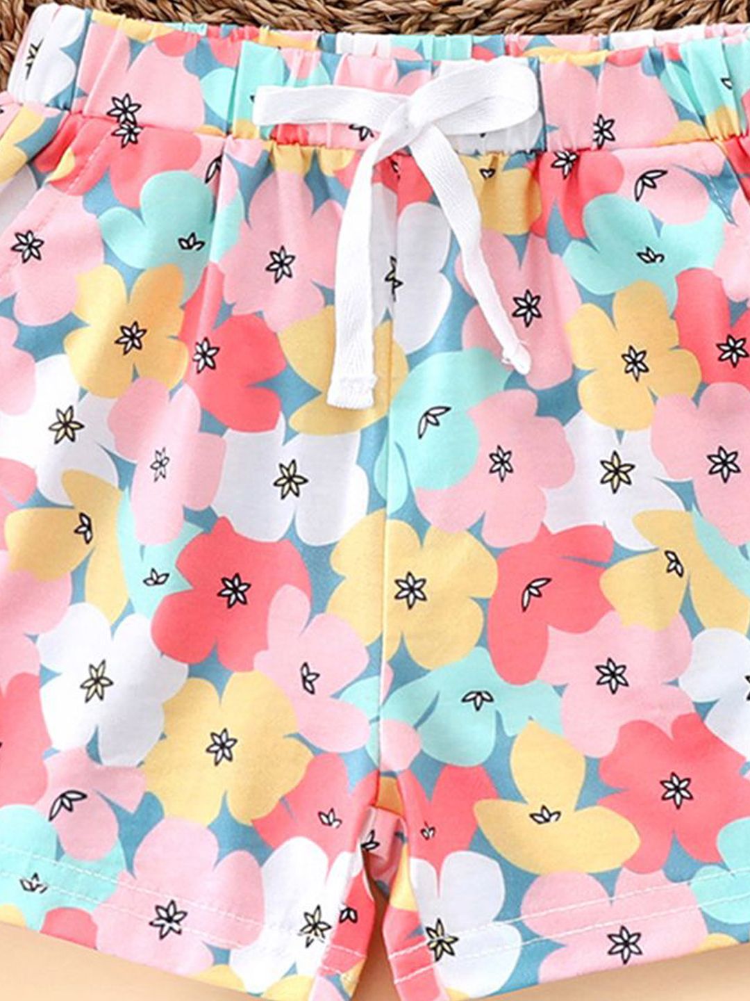YK Girls Floral Printed Regular Fit Cotton Shorts