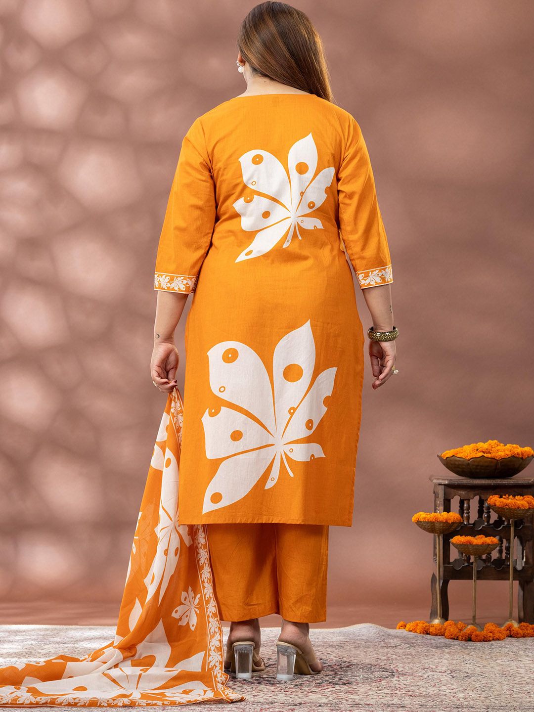 Mamicha Printed Kurta With Palazzos & Dupatta